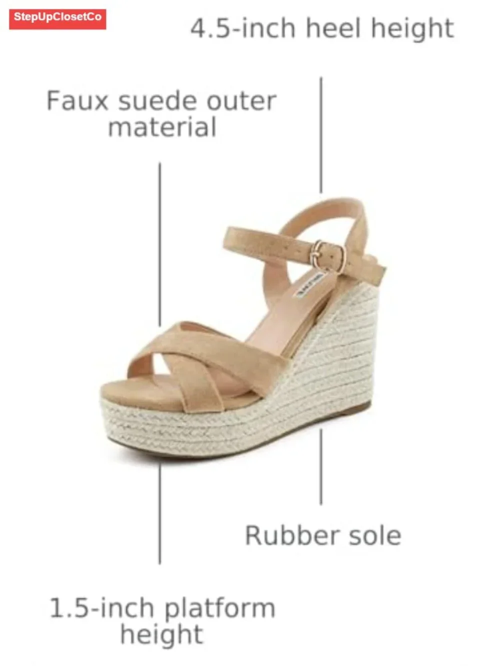 Womens Espadrilles Wedge Sandals Platform Heels Ankle Strap Open Toe Buckle